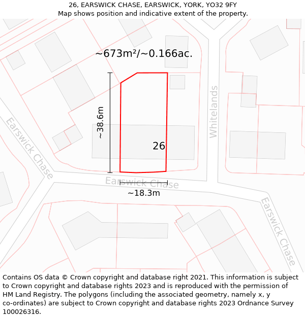 26, EARSWICK CHASE, EARSWICK, YORK, YO32 9FY: Plot and title map