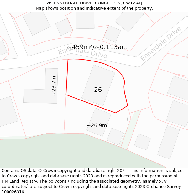 26, ENNERDALE DRIVE, CONGLETON, CW12 4FJ: Plot and title map