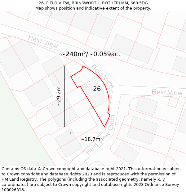 26, FIELD VIEW, BRINSWORTH, ROTHERHAM, S60 5DG: Plot and title map