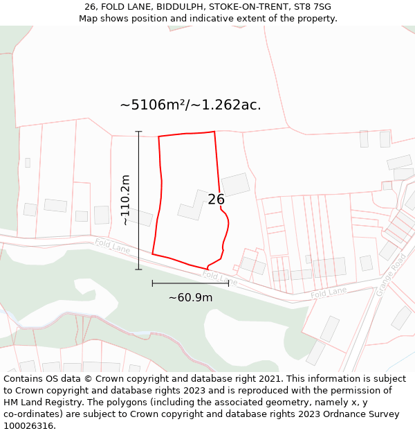 26, FOLD LANE, BIDDULPH, STOKE-ON-TRENT, ST8 7SG: Plot and title map