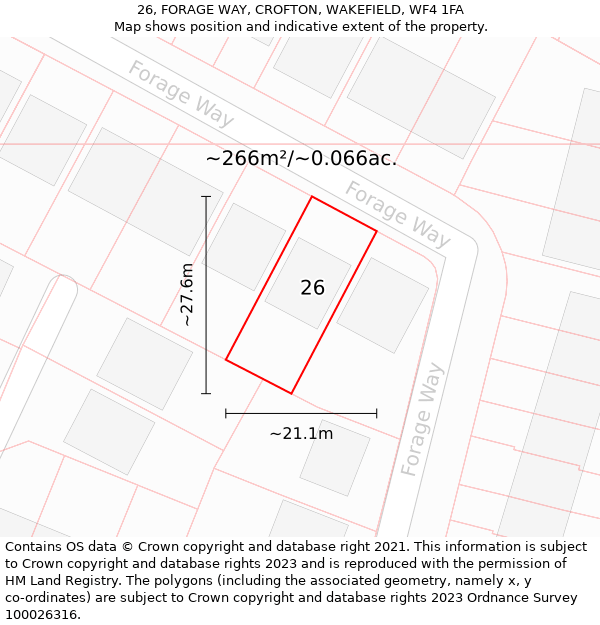 26, FORAGE WAY, CROFTON, WAKEFIELD, WF4 1FA: Plot and title map