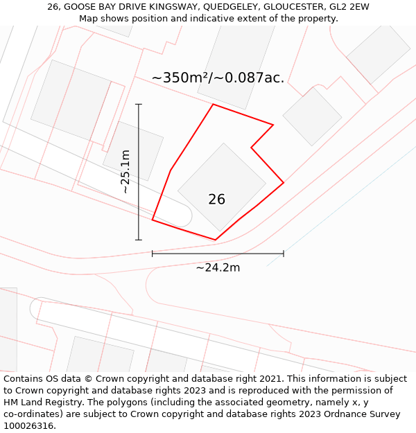 26, GOOSE BAY DRIVE KINGSWAY, QUEDGELEY, GLOUCESTER, GL2 2EW: Plot and title map