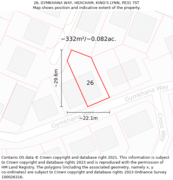 26, GYMKHANA WAY, HEACHAM, KING'S LYNN, PE31 7ST: Plot and title map