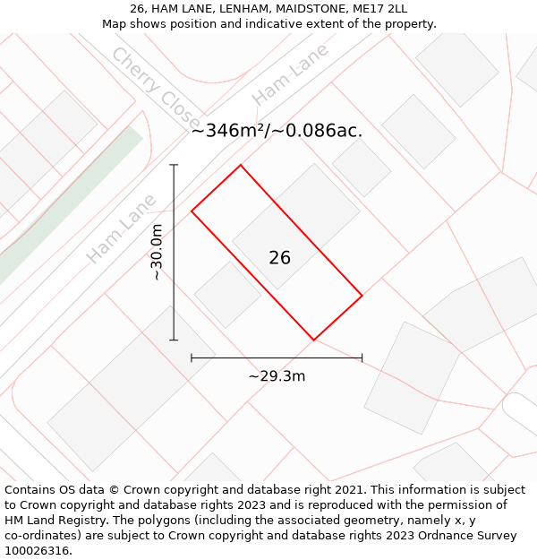 26, HAM LANE, LENHAM, MAIDSTONE, ME17 2LL: Plot and title map