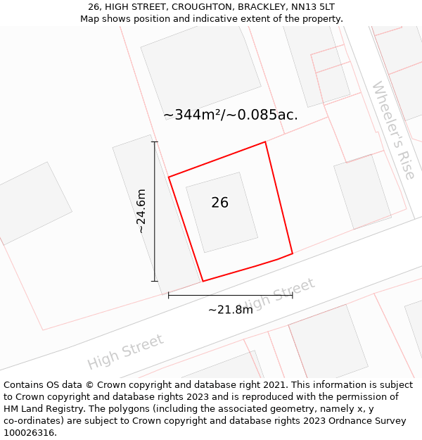 26, HIGH STREET, CROUGHTON, BRACKLEY, NN13 5LT: Plot and title map