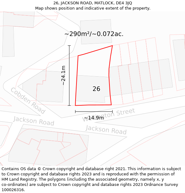 26, JACKSON ROAD, MATLOCK, DE4 3JQ: Plot and title map