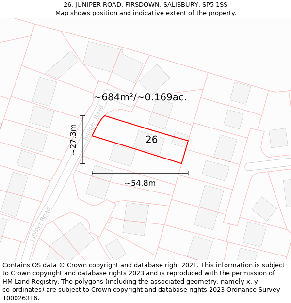 26, JUNIPER ROAD, FIRSDOWN, SALISBURY, SP5 1SS: Plot and title map