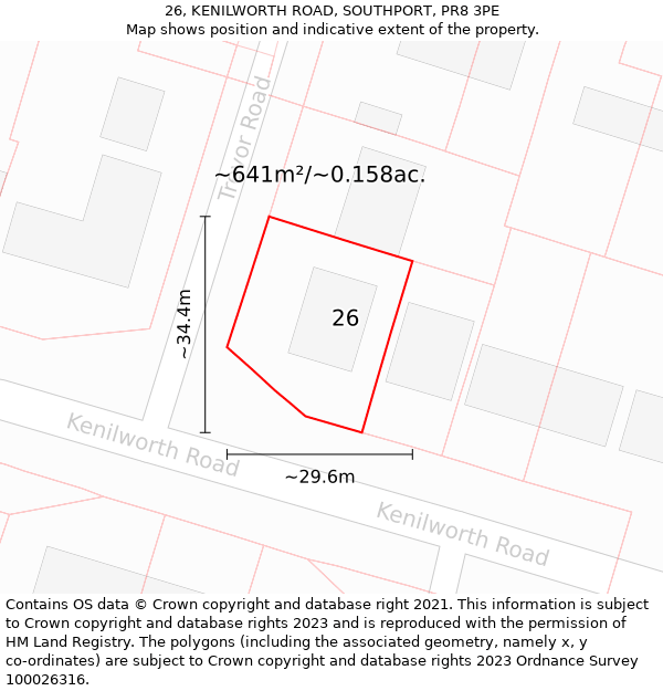 26, KENILWORTH ROAD, SOUTHPORT, PR8 3PE: Plot and title map