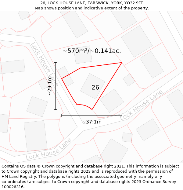 26, LOCK HOUSE LANE, EARSWICK, YORK, YO32 9FT: Plot and title map