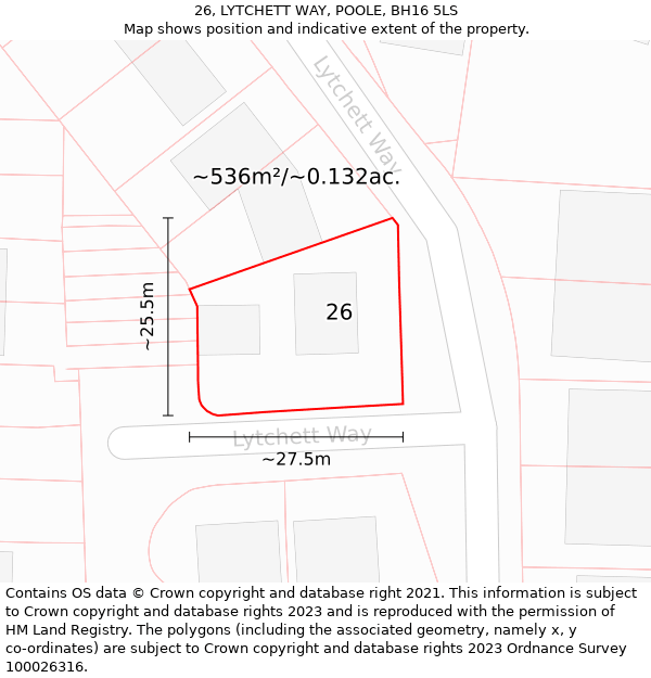 26, LYTCHETT WAY, POOLE, BH16 5LS: Plot and title map