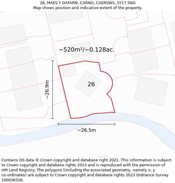 26, MAES Y DAFARN, CARNO, CAERSWS, SY17 5NG: Plot and title map