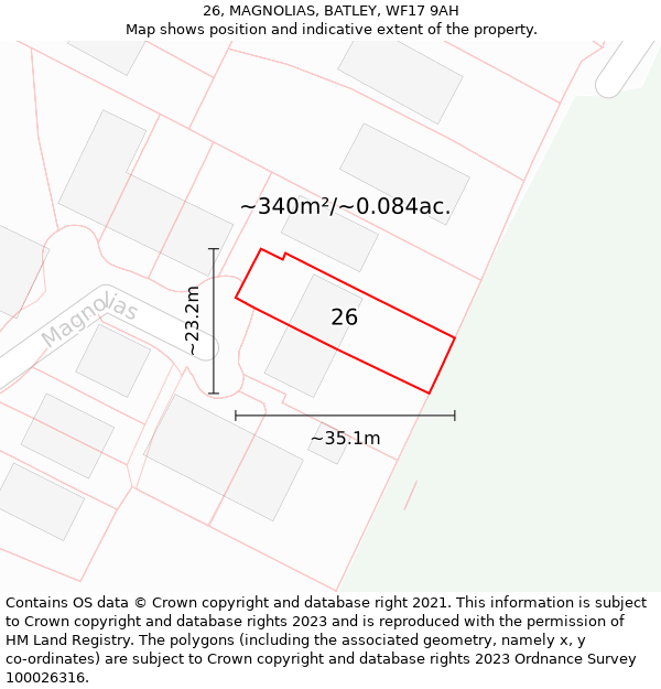 26, MAGNOLIAS, BATLEY, WF17 9AH: Plot and title map