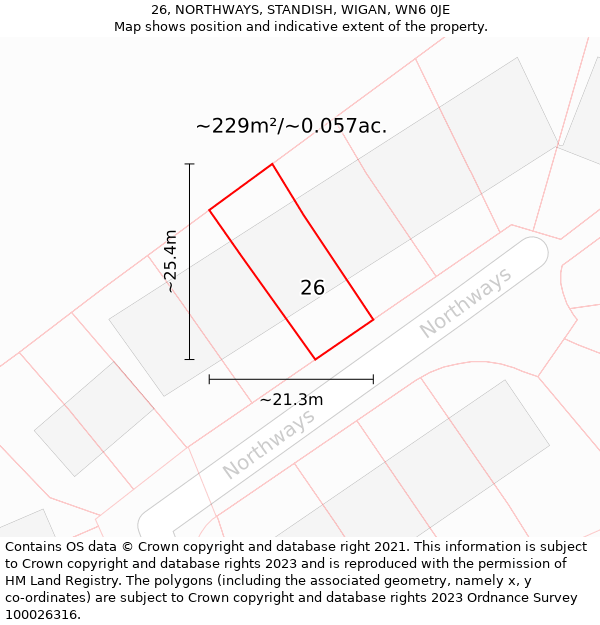 26, NORTHWAYS, STANDISH, WIGAN, WN6 0JE: Plot and title map