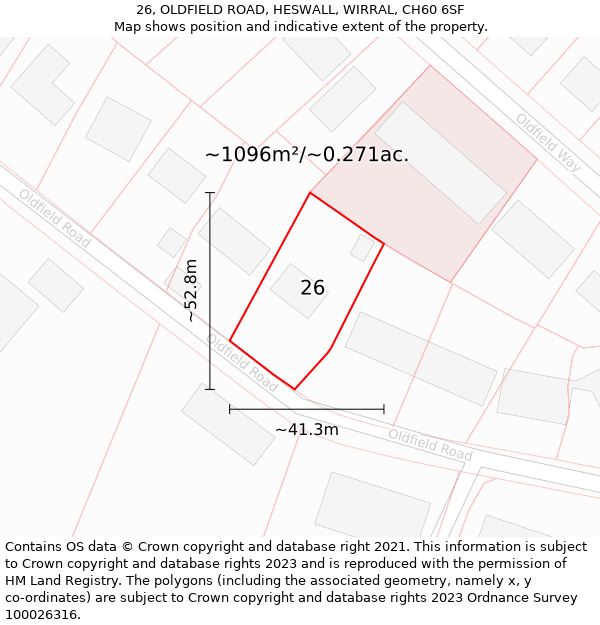 26, OLDFIELD ROAD, HESWALL, WIRRAL, CH60 6SF: Plot and title map