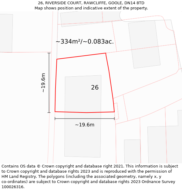 26, RIVERSIDE COURT, RAWCLIFFE, GOOLE, DN14 8TD: Plot and title map