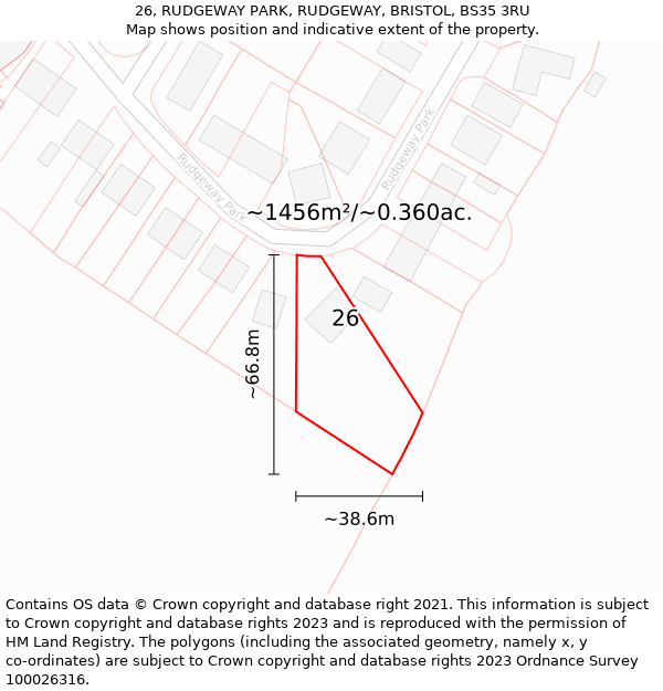 26, RUDGEWAY PARK, RUDGEWAY, BRISTOL, BS35 3RU: Plot and title map