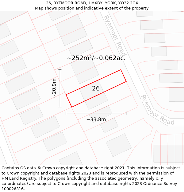 26, RYEMOOR ROAD, HAXBY, YORK, YO32 2GX: Plot and title map