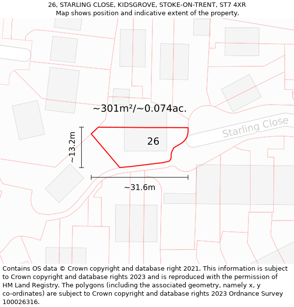 26, STARLING CLOSE, KIDSGROVE, STOKE-ON-TRENT, ST7 4XR: Plot and title map