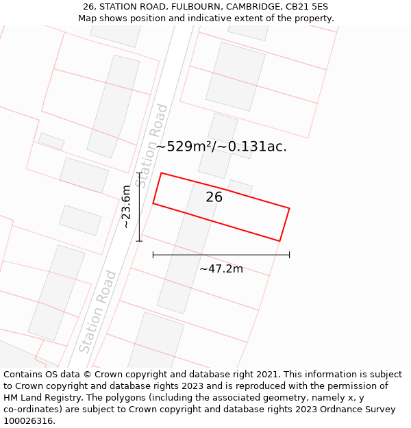26, STATION ROAD, FULBOURN, CAMBRIDGE, CB21 5ES: Plot and title map