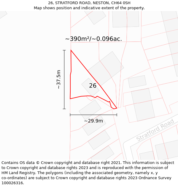 26, STRATFORD ROAD, NESTON, CH64 0SH: Plot and title map