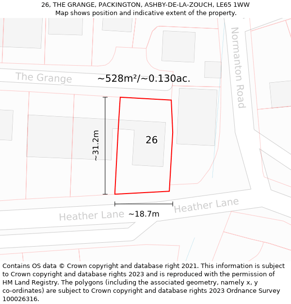 26, THE GRANGE, PACKINGTON, ASHBY-DE-LA-ZOUCH, LE65 1WW: Plot and title map