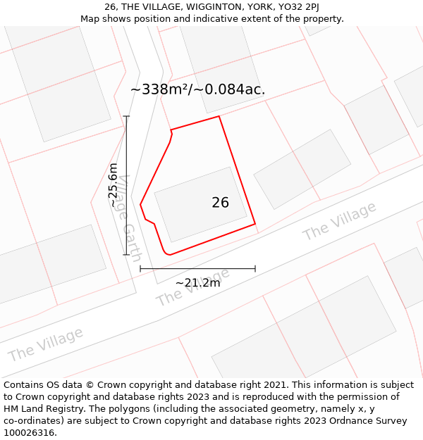 26, THE VILLAGE, WIGGINTON, YORK, YO32 2PJ: Plot and title map