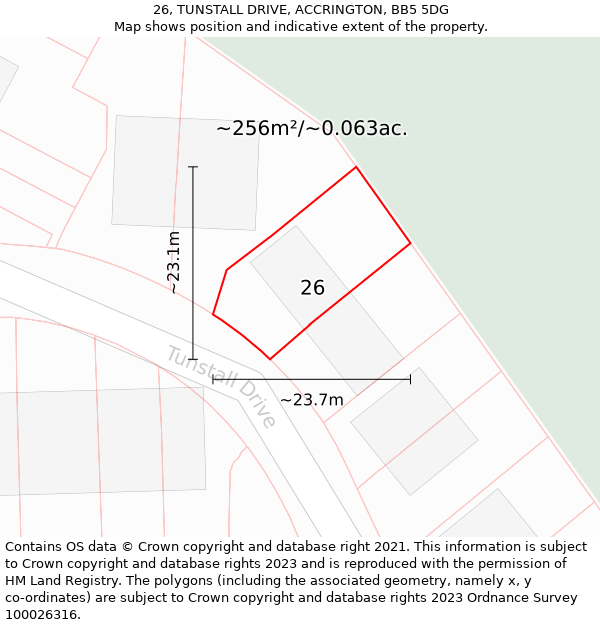 26, TUNSTALL DRIVE, ACCRINGTON, BB5 5DG: Plot and title map