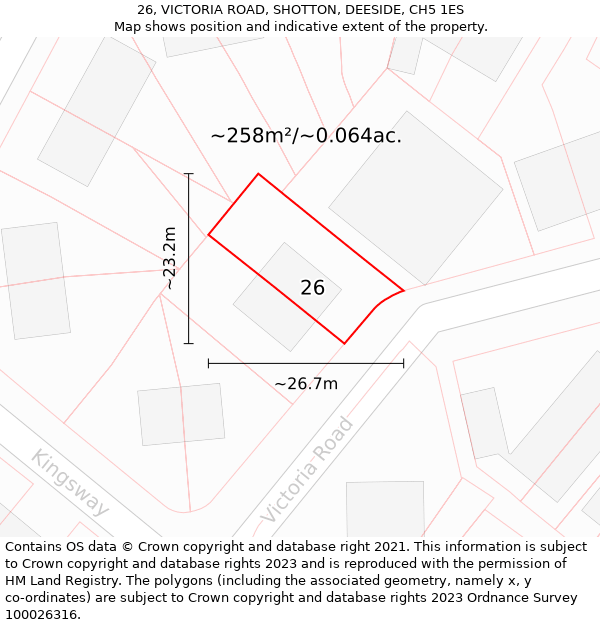 26, VICTORIA ROAD, SHOTTON, DEESIDE, CH5 1ES: Plot and title map