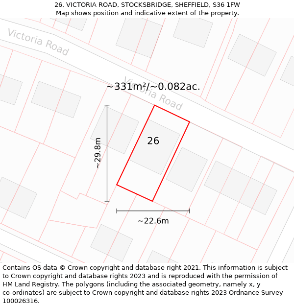 26, VICTORIA ROAD, STOCKSBRIDGE, SHEFFIELD, S36 1FW: Plot and title map