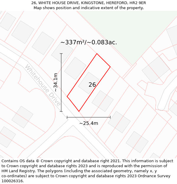 26, WHITE HOUSE DRIVE, KINGSTONE, HEREFORD, HR2 9ER: Plot and title map