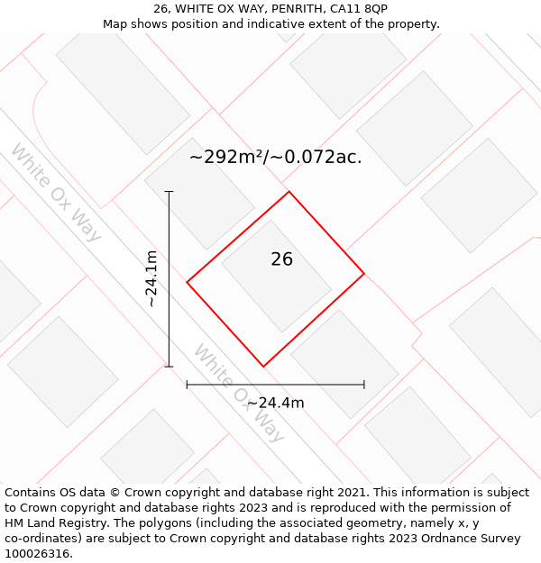 26, WHITE OX WAY, PENRITH, CA11 8QP: Plot and title map