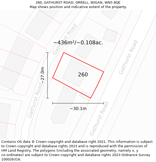 260, GATHURST ROAD, ORRELL, WIGAN, WN5 8QE: Plot and title map