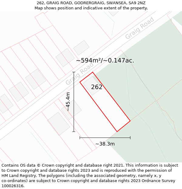 262, GRAIG ROAD, GODRERGRAIG, SWANSEA, SA9 2NZ: Plot and title map