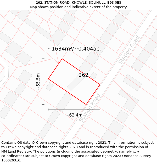 262, STATION ROAD, KNOWLE, SOLIHULL, B93 0ES: Plot and title map