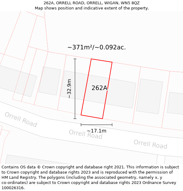 262A, ORRELL ROAD, ORRELL, WIGAN, WN5 8QZ: Plot and title map