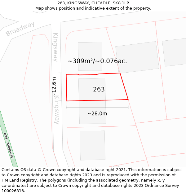 263, KINGSWAY, CHEADLE, SK8 1LP: Plot and title map