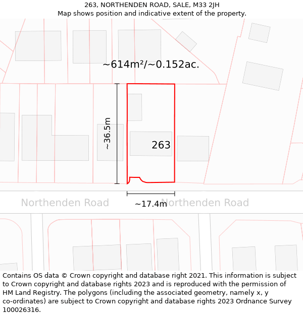 263, NORTHENDEN ROAD, SALE, M33 2JH: Plot and title map