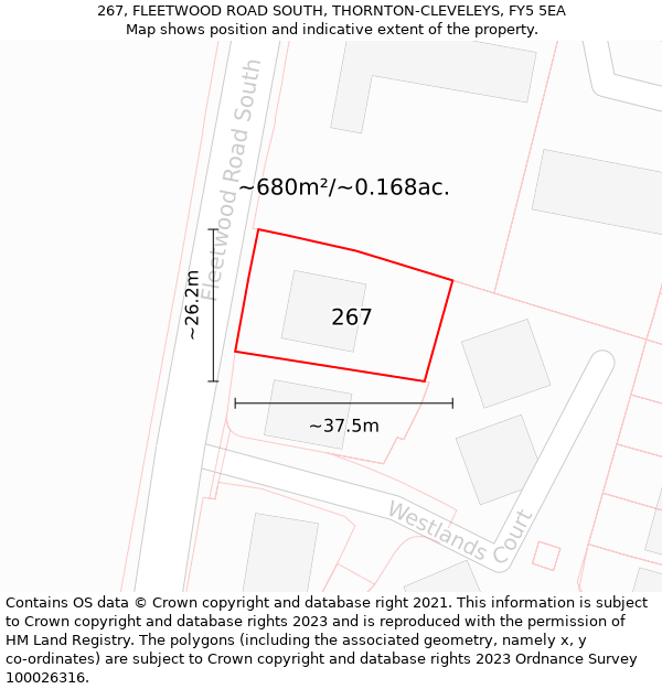 267, FLEETWOOD ROAD SOUTH, THORNTON-CLEVELEYS, FY5 5EA: Plot and title map