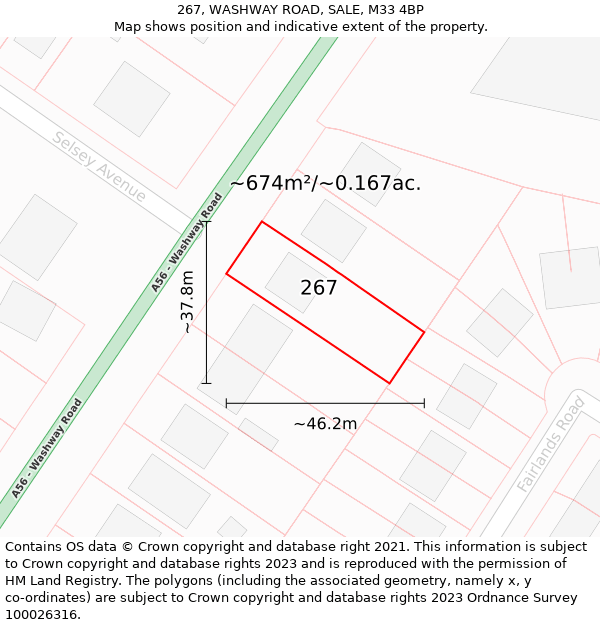 267, WASHWAY ROAD, SALE, M33 4BP: Plot and title map