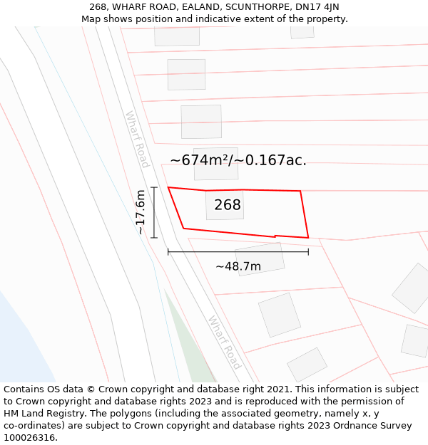 268, WHARF ROAD, EALAND, SCUNTHORPE, DN17 4JN: Plot and title map