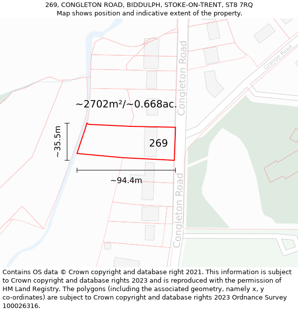 269, CONGLETON ROAD, BIDDULPH, STOKE-ON-TRENT, ST8 7RQ: Plot and title map