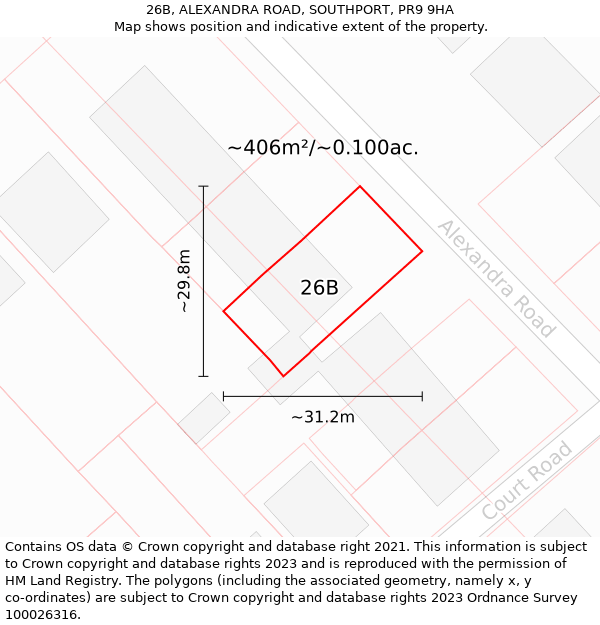 26B, ALEXANDRA ROAD, SOUTHPORT, PR9 9HA: Plot and title map