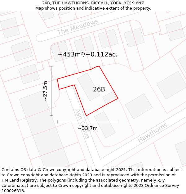 26B, THE HAWTHORNS, RICCALL, YORK, YO19 6NZ: Plot and title map