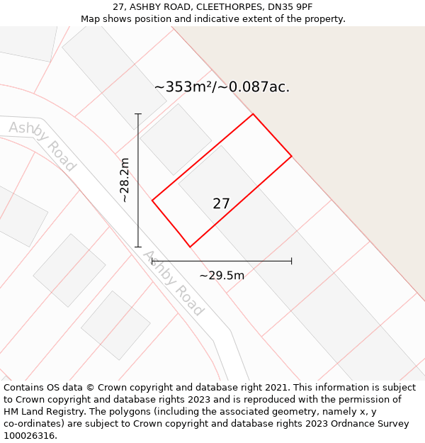 27, ASHBY ROAD, CLEETHORPES, DN35 9PF: Plot and title map