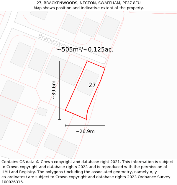 27, BRACKENWOODS, NECTON, SWAFFHAM, PE37 8EU: Plot and title map