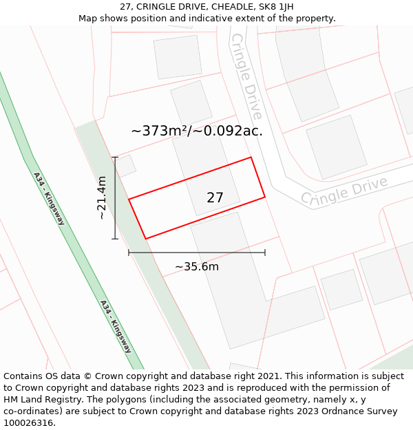 27, CRINGLE DRIVE, CHEADLE, SK8 1JH: Plot and title map