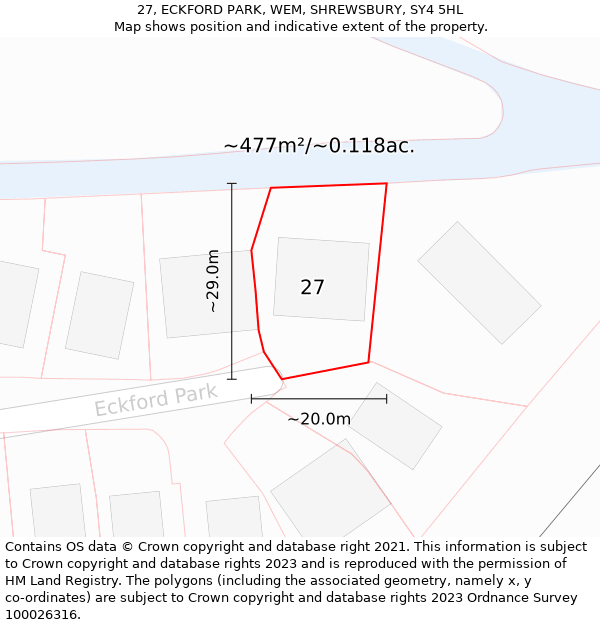 27, ECKFORD PARK, WEM, SHREWSBURY, SY4 5HL: Plot and title map