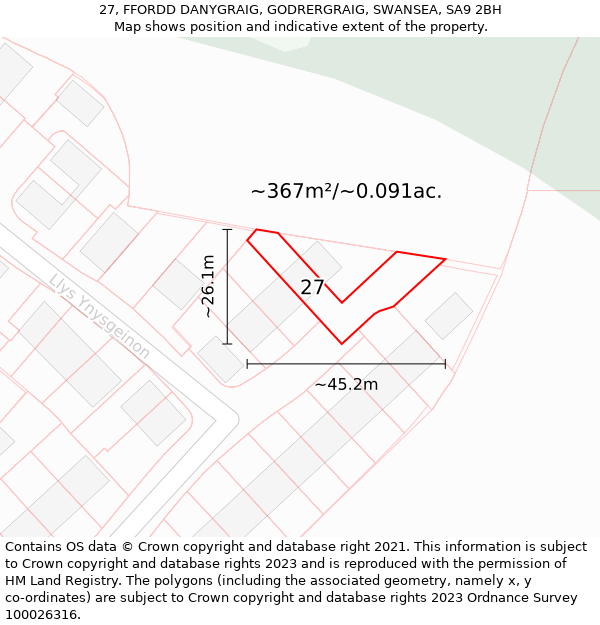 27, FFORDD DANYGRAIG, GODRERGRAIG, SWANSEA, SA9 2BH: Plot and title map