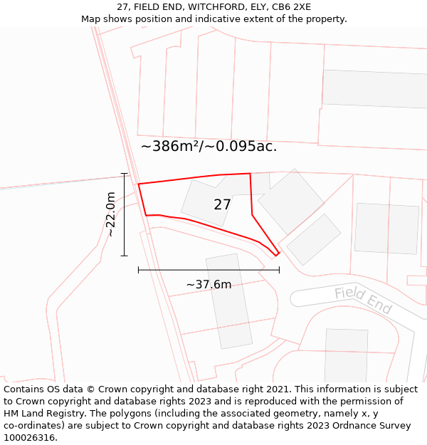 27, FIELD END, WITCHFORD, ELY, CB6 2XE: Plot and title map