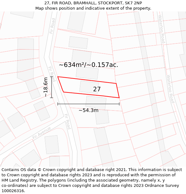 27, FIR ROAD, BRAMHALL, STOCKPORT, SK7 2NP: Plot and title map